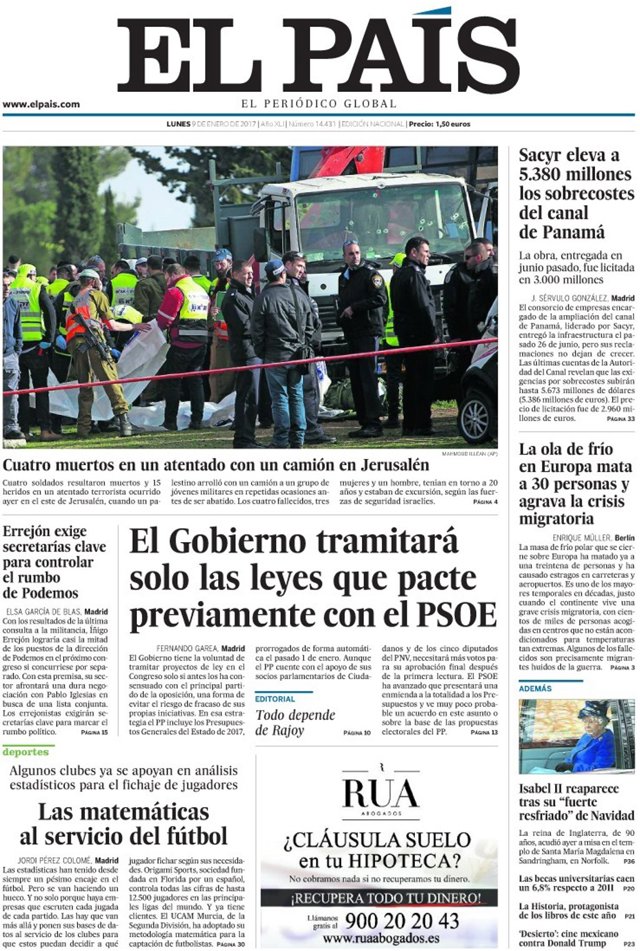 Portada de El País