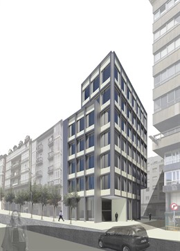 Infografía del edificio municipal en la calle La Paz 