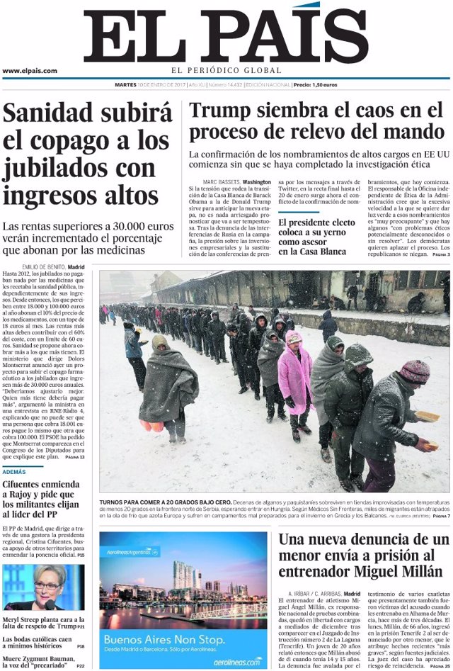 Portada de El País