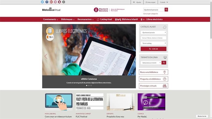 Web renovada de la Biblioteca Virtual de la Diputación de Barcelona