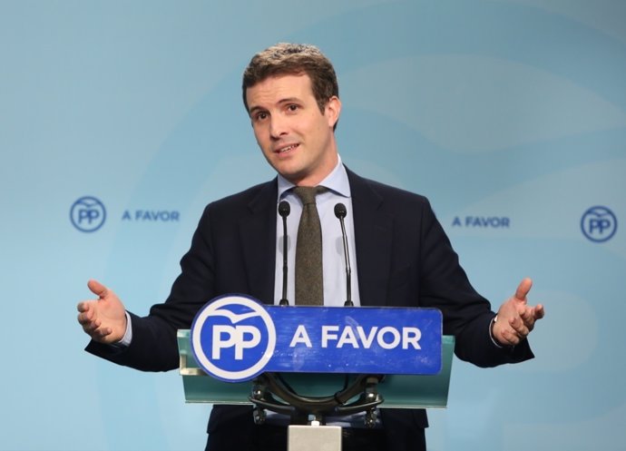 Pablo Casado en rueda de prensa