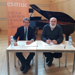 H.López y J.Borràs, durante la firma del acuerdo