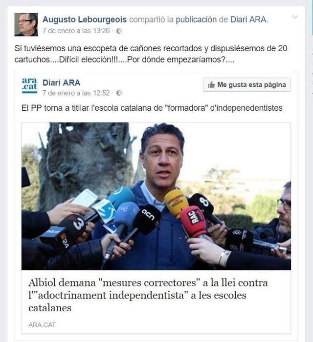 Captura de pantalla que ha originado la denuncia de X.G.Albiol (PP).