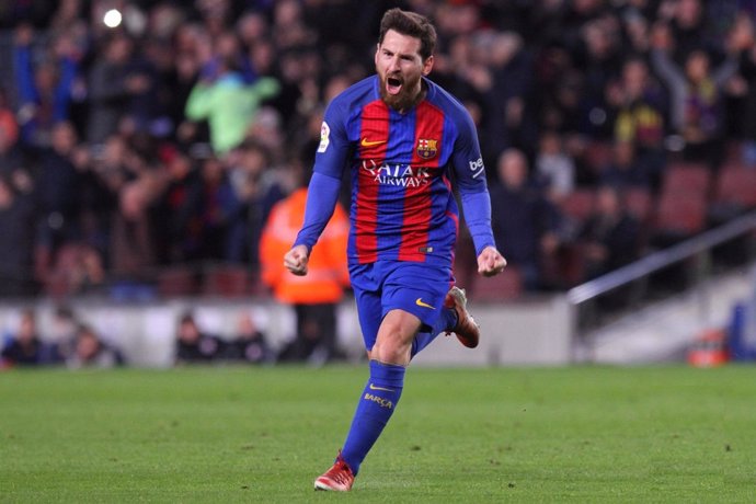 Leo Messi celebra un gol en Copa del Rey