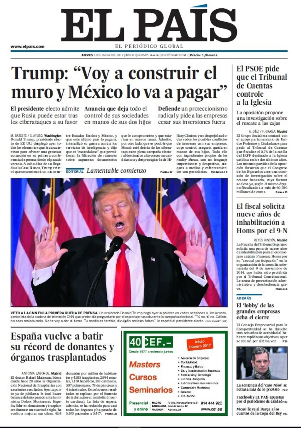 Portada del país de hoy