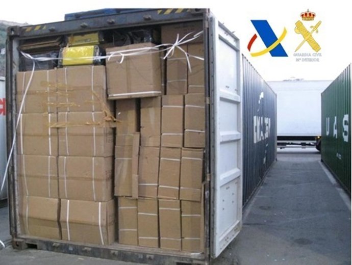 Aprehensión de tabaco de contrabando procedente de Asia