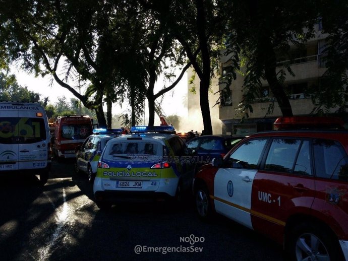 Efectivos movilizados en el lugar del incendio.