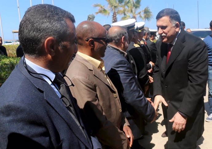 Fayez Serraj a su llegada a Trípoli en marzo de 2016