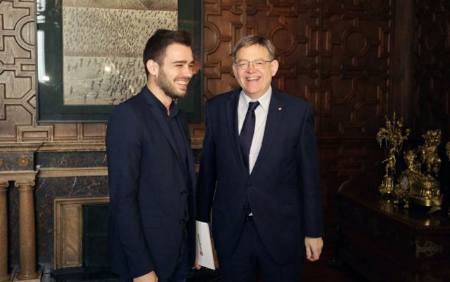 Ximo Puig y Fran Ferri antes de la reunión en el Palau
