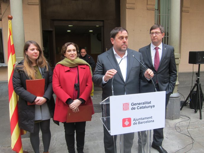 A. Colau, O.Junqueras, J.Sanz y C.Mundó