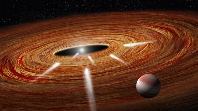 Ilustración artística de exocometas cayendo a su estrella