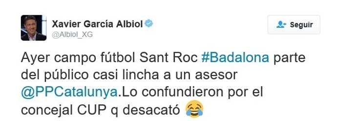 Apunte de Twitter de Xavier García Albiol