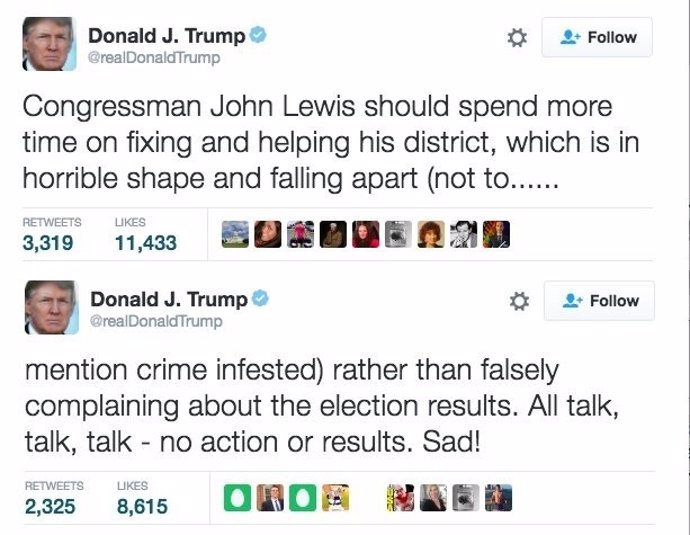 Twitter de Trump contra John Lewis