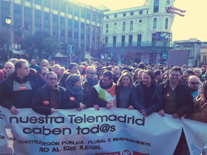 Podemos, Ahora Madrid y los sindicatos en el cartel de la manifestación