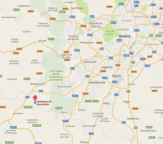 Localización del aeródromo de Casarrubios del Monte, Toledo