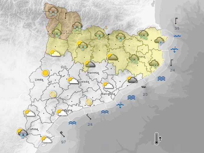 Previsión meteorológica para la mañana del lunes 16 de enero de 2017
