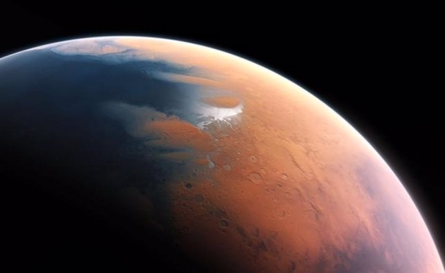 Aspecto artístico de lo que pudo ser Marte cuando tenía agua líquida