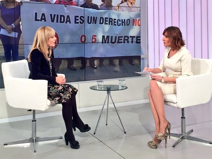 Carmen Castilla (UGT-A), durante la entrevista en Canal Sur TV