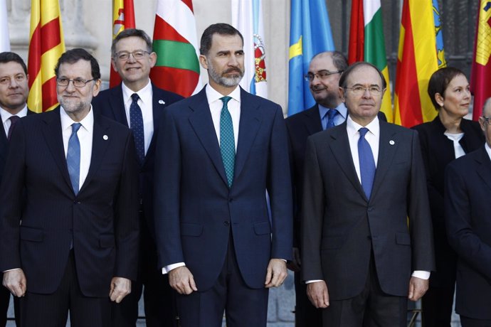 Rajoy, Pío García Escudero y el Rey Felipe en la Conferencia de Presidentes