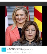 PP contrapone fotos de Cifuentes y Susana Díaz: "Cuando disfrutas de tu trabajo y cuando no"