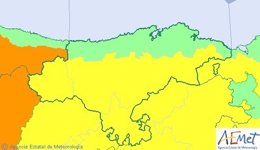 Mapa de avisos de la  AEMET para este miércoles en Cantabria