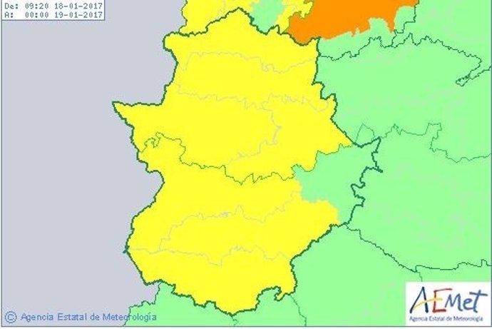 Avisos por bajas temperaturas en Extremadura