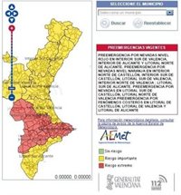 Aviso rojo por nieve en el interior sur de Valencia y el interior y litoral norte de Alicante