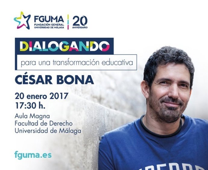Cartel de 'Dialogando' de la UMA con el profesor César Bona