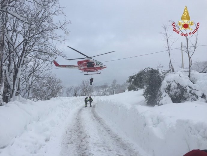Rescate cerca del hotel Rigopiano en la provincia de Pescara