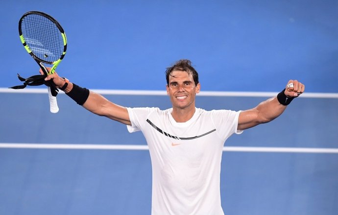 Rafa Nadal celebra su victoria 