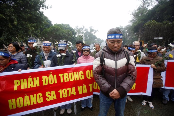 Manifestantes protestan contra China en Vietnam