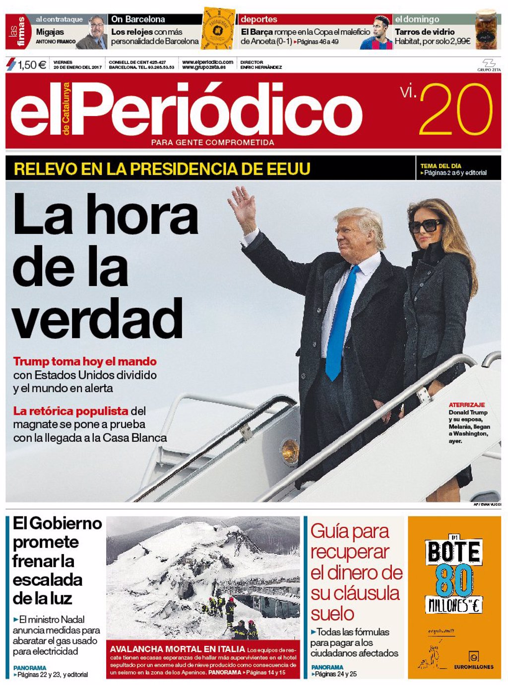 las portadas de los periódicos de hoy viernes 20 de enero de 2017