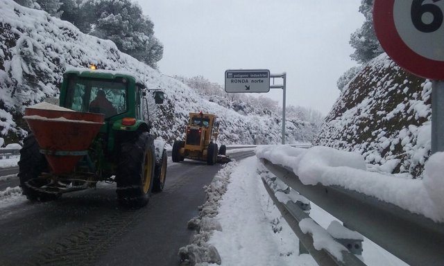 Carretera con nieve de Ronda (Málaga)