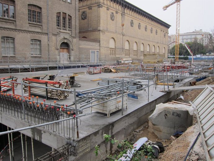 Obras en el parking de la calle Moret, en Zaragoza