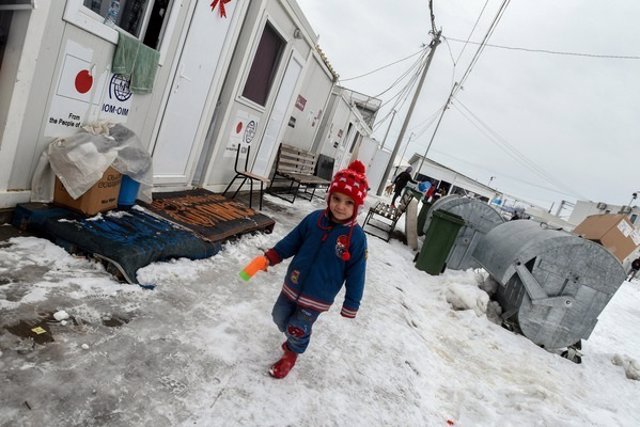 Un niño refugiado sirio en Macedonia