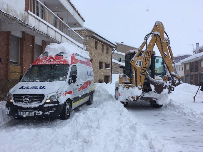 Imagen del temporal de nieve en Vilafranca (Castellón)  