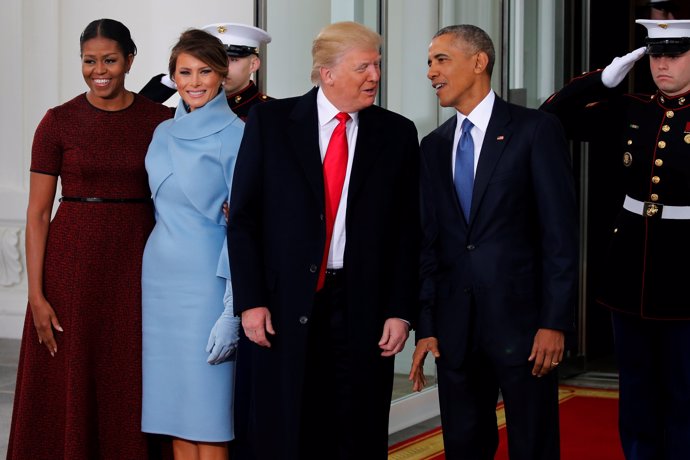 Barack y Michelle Obama y Donald y Melania Trump