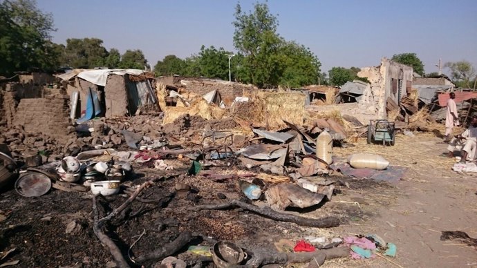 Campo de desplazados de Rann bombardeado