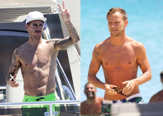 Sergio Ramos e Ivan Rakitic y sus peculiares complementos./ Europa Press