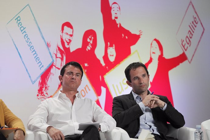 Los preandidatos presidenciales de la izquierda, Benoit Hamon y Manuel Valls