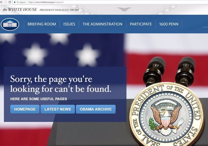 Error al intentar acceder a la versión en español de la Casa Blanca