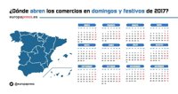 Calendario de aperturas 2017: ¿Qué domingos y festivos abren los comercios en mi comunidad?