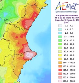 Las lluvias se han concentrado en las zonas costeras y en Valencia y Castellón