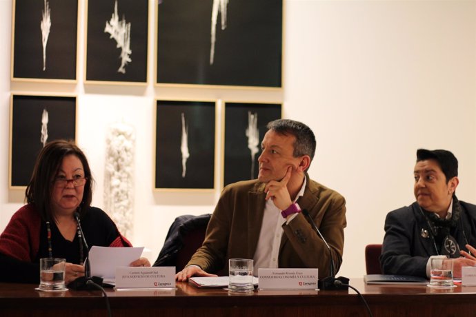 Aguarod, Rivarés y Orús han presentado la exposición hoy en La Lonja