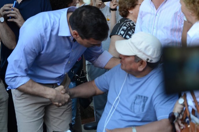 Pedro Sánchez durante un acto de campaña