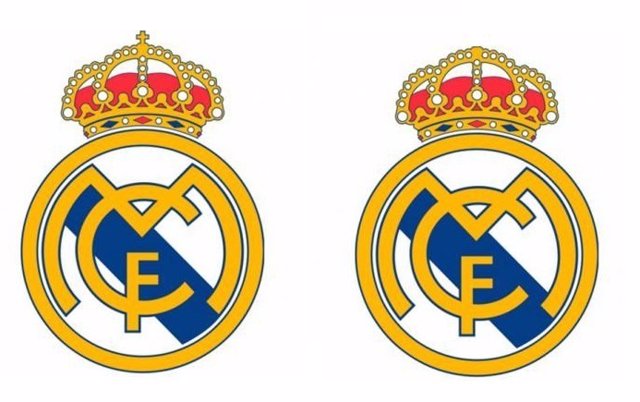 Escudo con y sin cruz del Real Madrid