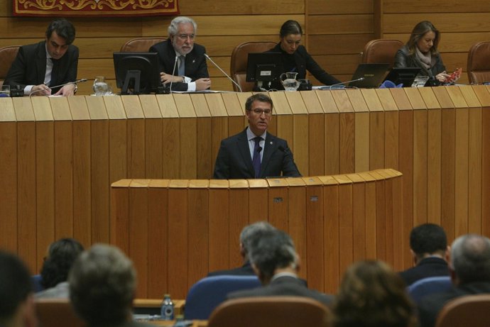 El presidente de la Xunta en el pleno del Parlamento gallego.