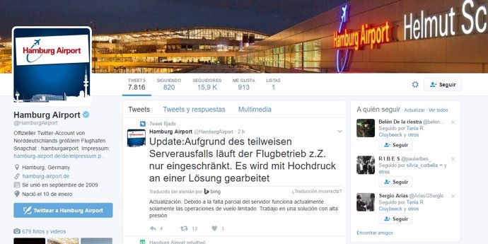 Hamburgo Airport Tweet