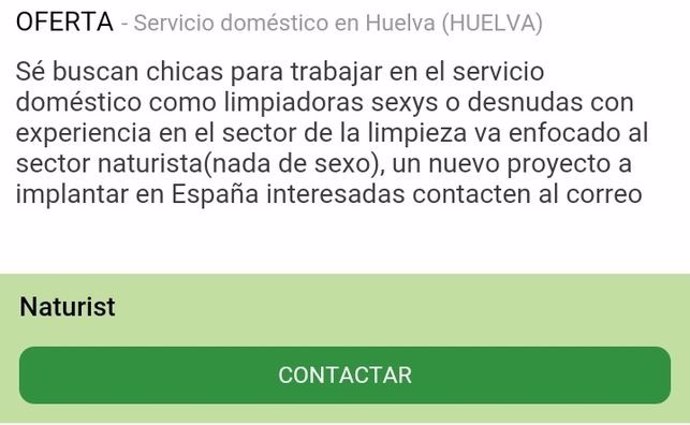 Oferta de trabajo naturista