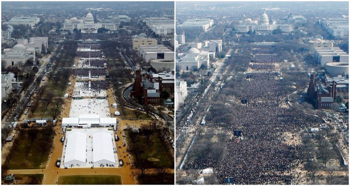 Montaje fotográfico del 'national mall' en 2017 y 2008 